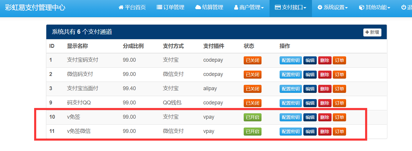 免签支付接口对接